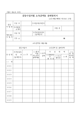 공동사업자별 소득금액등 분배명세서